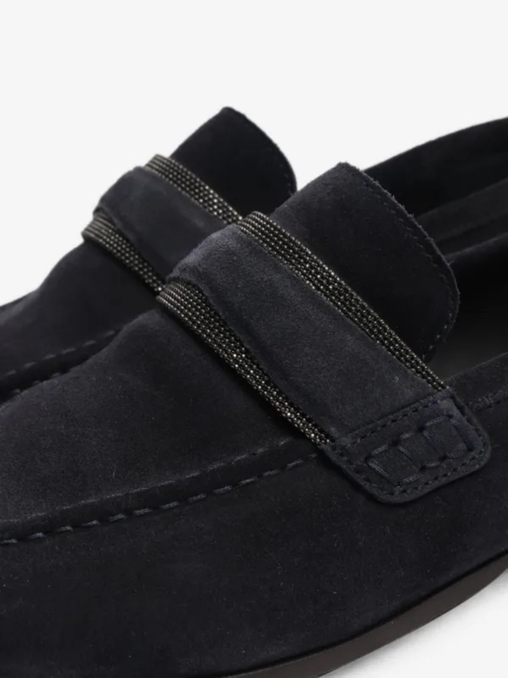 Brunello Cucinelli navy suede Women's Penny loafer - Picture 5 of 16